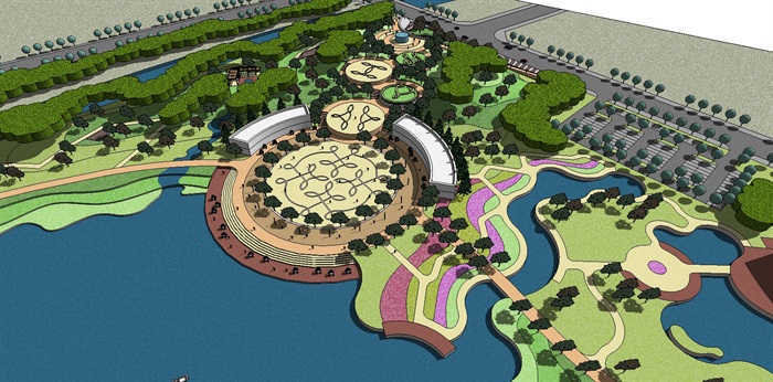 现代滨湖公园景观规划方案SU模型(6)