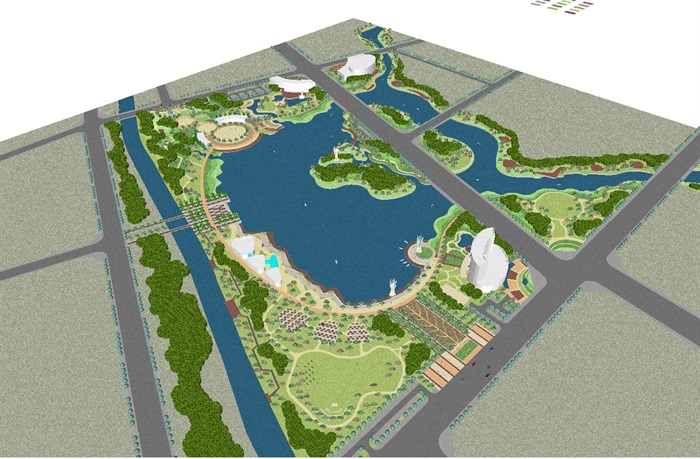 现代滨湖公园景观规划方案SU模型(10)