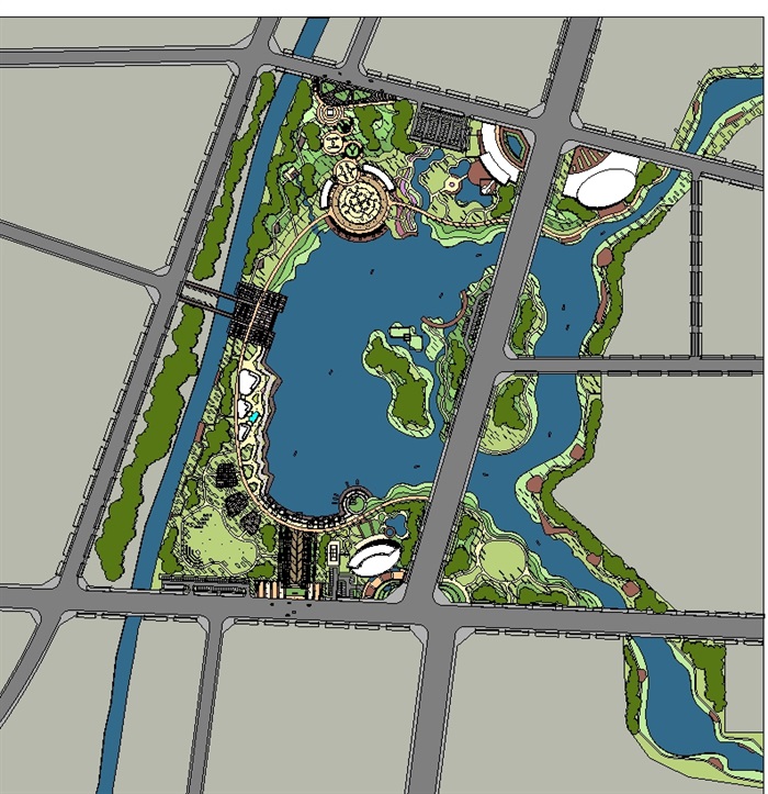 现代滨湖公园景观规划方案SU模型(11)