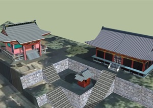 日式寺庙详细单层设计SU(草图大师)模型