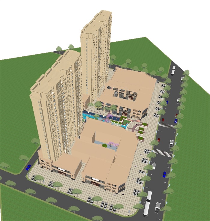 新古典风格商业中心与住宅大厦ＳＵ模型(5)
