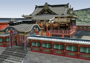 日本古建庙宇设计SU(草图大师)模型