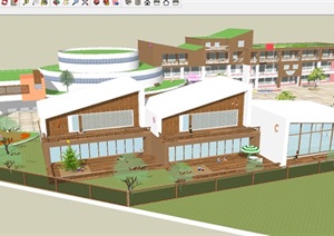 现代远山幼儿园建筑方案SU(草图大师)模型