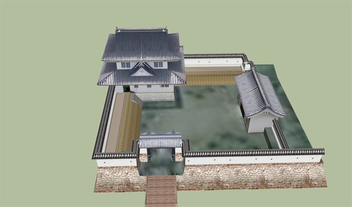 多层日式旅游古建筑设计su模型