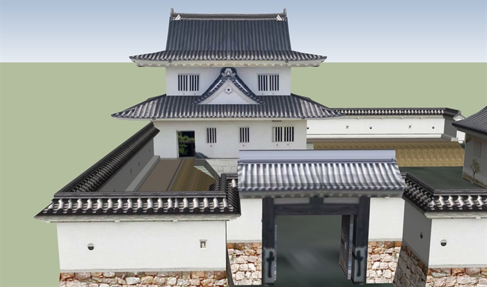 多层日式旅游古建筑设计su模型