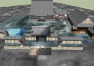 古建寺庙多层建筑SU(草图大师)模型