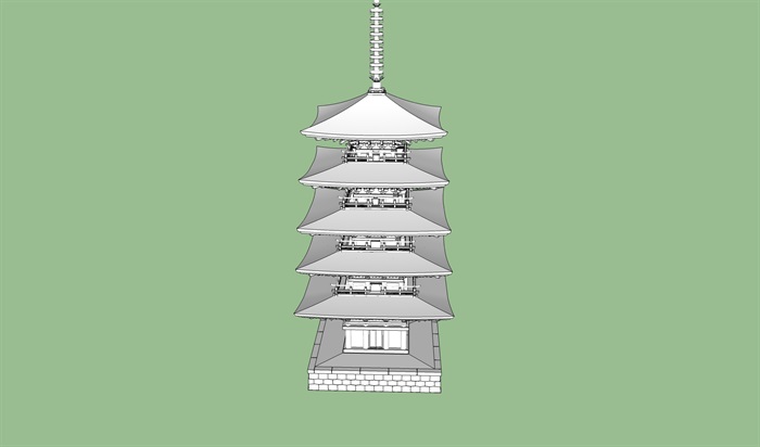 日式古建塔楼设计su模型