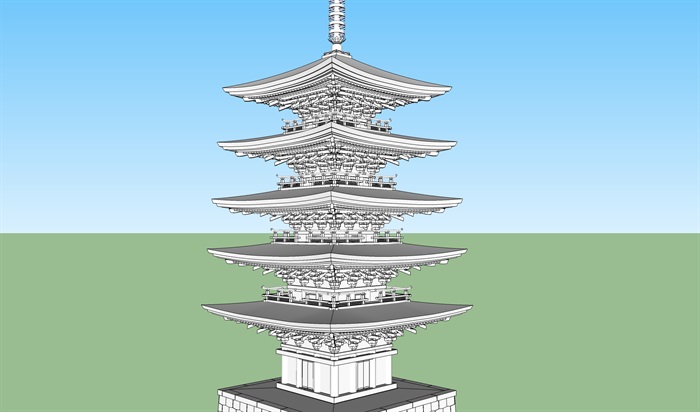 日式古建塔楼设计su模型