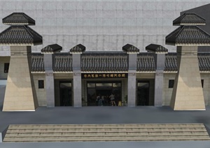 日本寺庙单层建筑设计SU(草图大师)模型