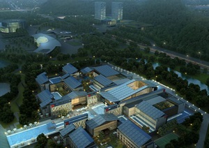 一个新中式酒店建筑概念方案ＳＵ模型