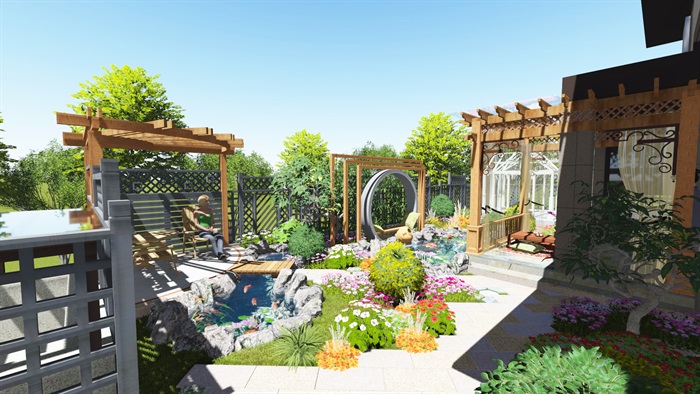 自然式庭院景观设计su模型含cad施工图