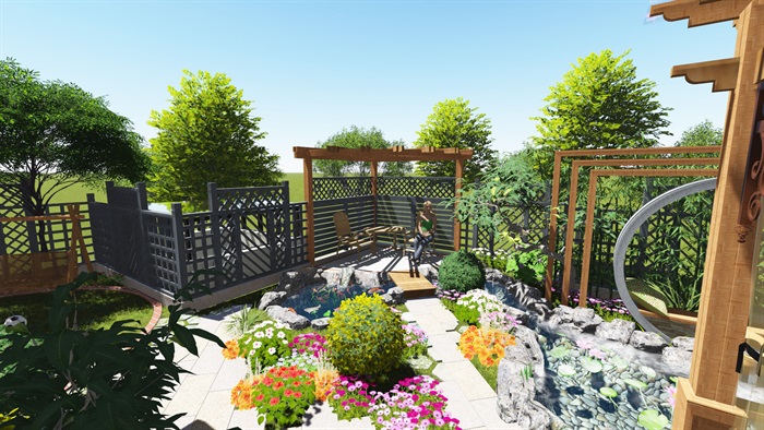 自然式庭院景观设计su模型含cad施工图