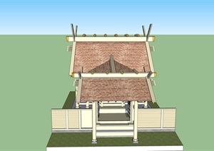 日本古建木屋寺庙设计SU(草图大师)模型