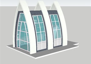 现代婚纱基地教堂建筑方案ＳＵ模型