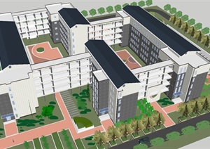 新中式职工宿舍建筑与景观方案ＳＵ模型