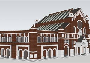 欧式教堂建筑方案ＳＵ模型