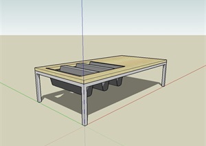 现代室内办公桌子设计SU(草图大师)模型