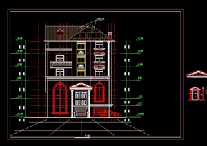 错层别墅建筑结构cad方案图