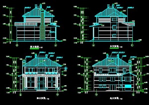 现代三层别墅住宅建筑施工图