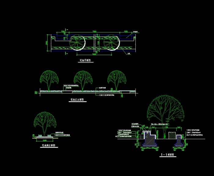 某现代详细的树池设计cad施工图(1)