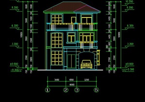 某现代3层别墅建筑设计施工图