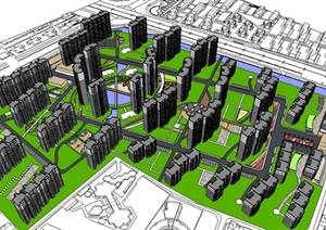 住宅小区建筑景观规划SU(草图大师)模型