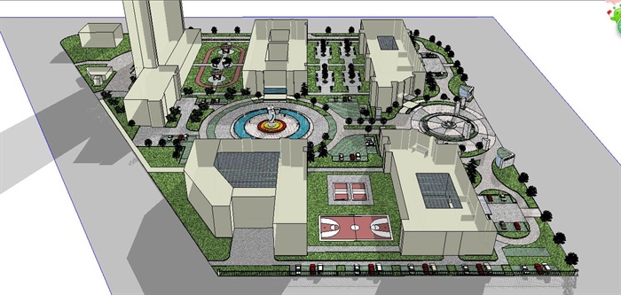 医院中心广场景观规划SU模型(2)