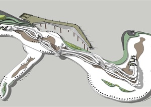 现代廊架桥景观规划SU(草图大师)模型