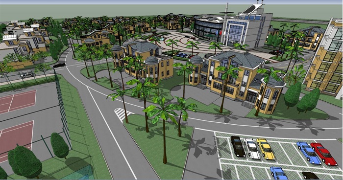 住宅小区整体景观建筑规划SU模型(5)
