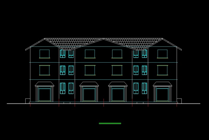 四联别墅建筑cad方案图(2)