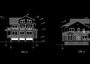 两套别墅建筑设计cad方案图纸