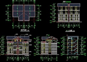 某独栋四层别墅建筑设计cad方案图