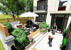小型庭院精致设计SU(草图大师)模型