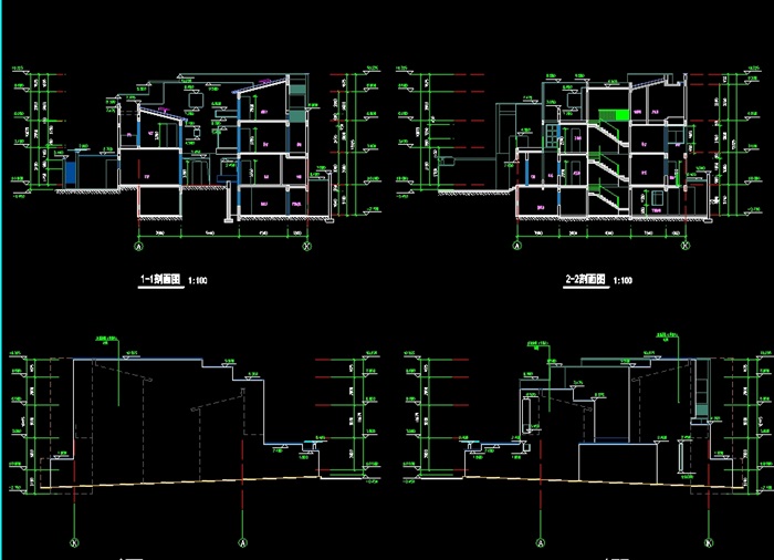 中式详细的联排别墅设计cad方案图(1)