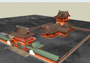 日本古建寺庙详细独特SU(草图大师)模型