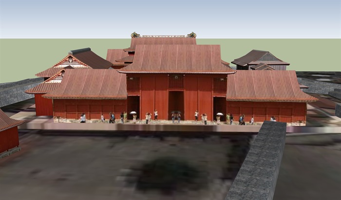 日本古建详细寺庙设计su模型