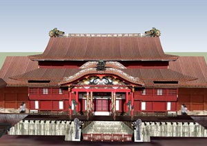 日本古建详细寺庙设计SU(草图大师)模型