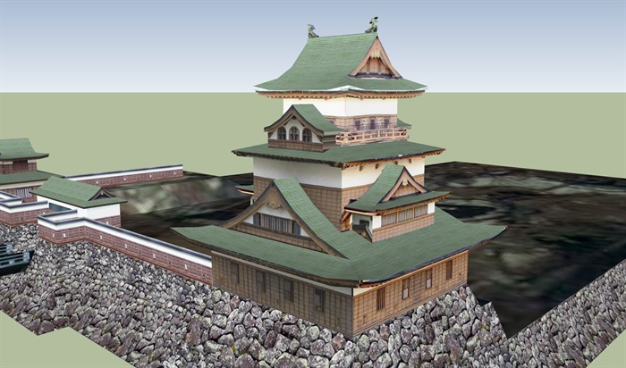 日本古建寺庙多层建筑设计su模型