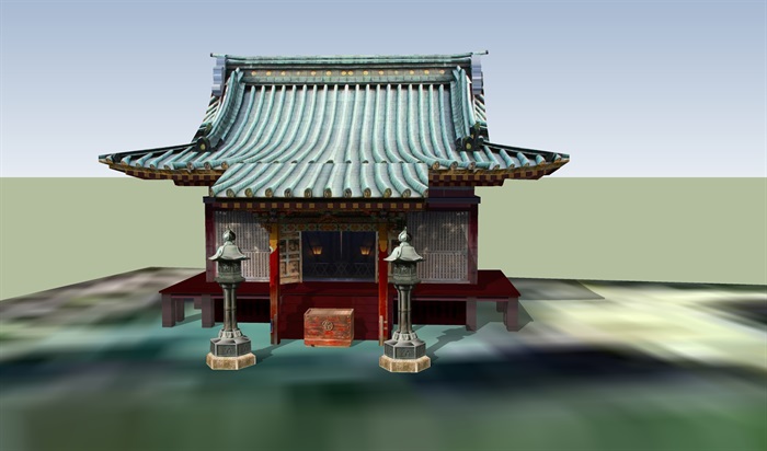 日本古建详细寺庙建筑su模型