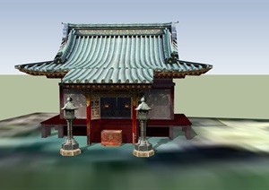 日本古建详细寺庙建筑SU(草图大师)模型
