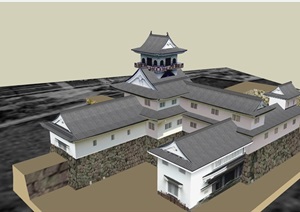 日本古建详细寺庙旅游建筑SU(草图大师)模型