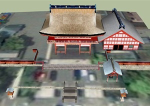 详细寺庙古建设计SU(草图大师)模型