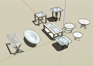 多种不同的玻璃桌子设计SU(草图大师)模型