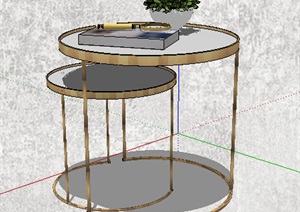 现代独特的玻璃圆桌设计SU(草图大师)模型