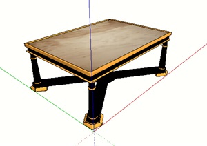 现代室内详细完整的桌子SU(草图大师)模型