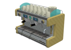 现代咖啡机详细完整SU(草图大师)模型