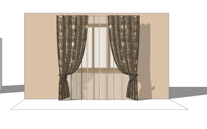 现代室内详细的窗帘素材su模型