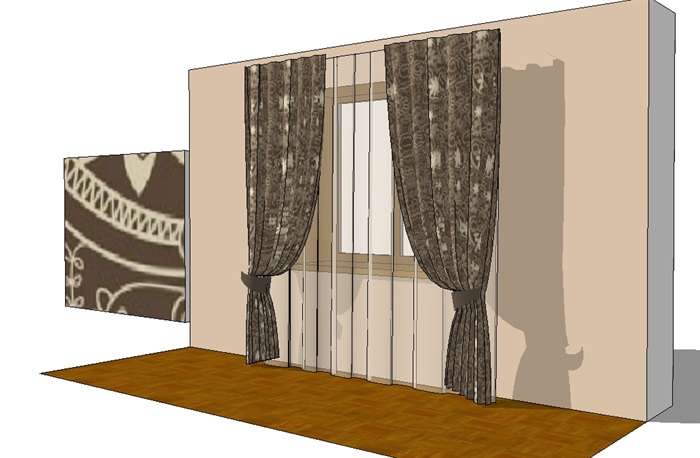 现代室内详细的窗帘素材su模型(3)