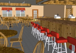 现代餐厅详细空间设计SU(草图大师)模型