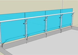 现代玻璃栏杆设计SU(草图大师)模型